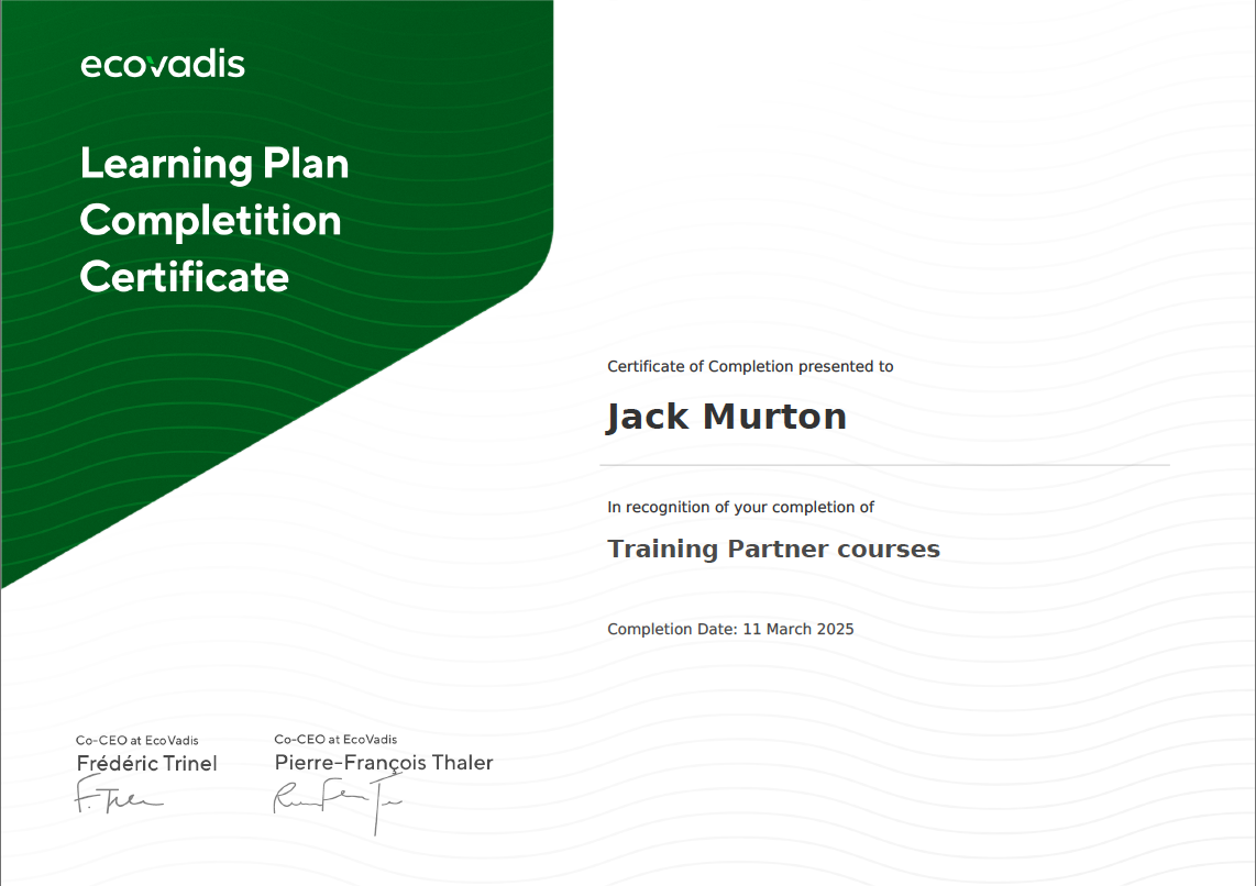 EcoVerify training certificate